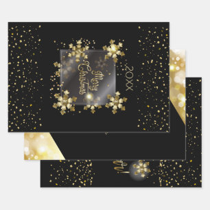 Happy New Year 20XX & Gold Christmas Luxury Wrapping Paper Sheet