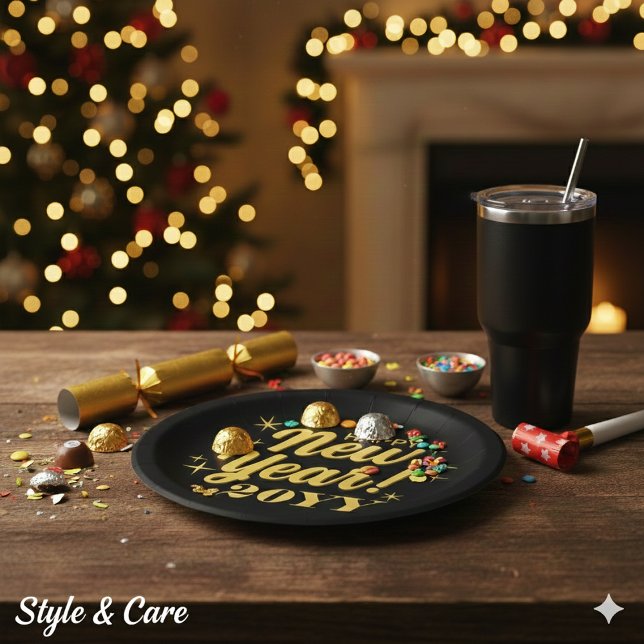 Happy New Year 20YY Custom Round Paper Plate (Happy New Year 20YY Custom Round Paper Plates)