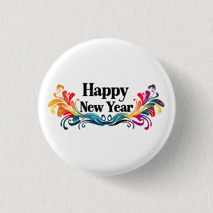 Happy New Year 3 Cm Round Badge