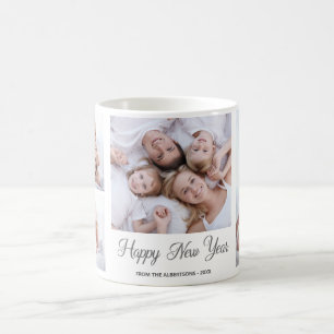 Happy New Year 4 Photo Collage Modern Coffee Mug