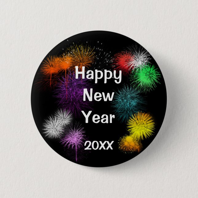 Happy New Year 6 Cm Round Badge (Front)