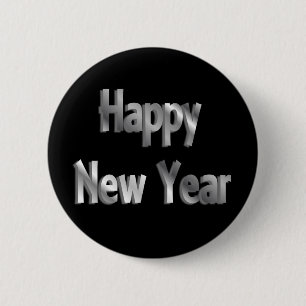 happy new year 6 cm round badge