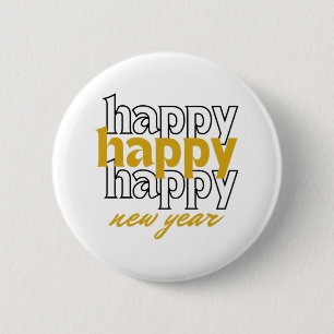 Happy New Year 6 Cm Round Badge