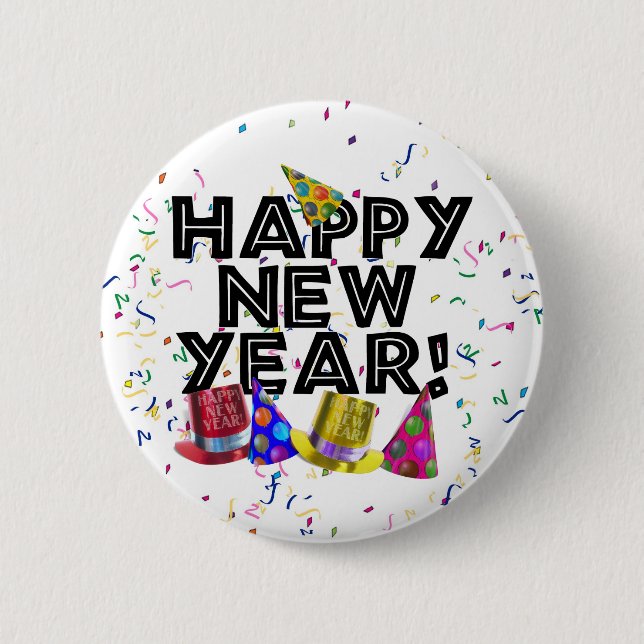 HAPPY NEW YEAR! 6 CM ROUND BADGE (Front)