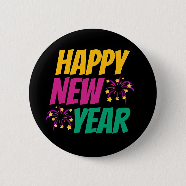 Happy New Year  6 Cm Round Badge (Front)