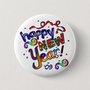 Happy New Year 6 Cm Round Badge