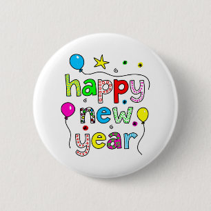 Happy New Year 6 Cm Round Badge
