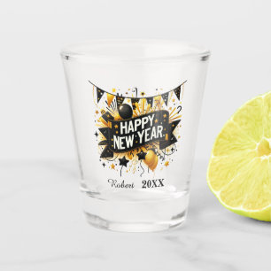 Happy New Year add date year drinking party Shot Glass