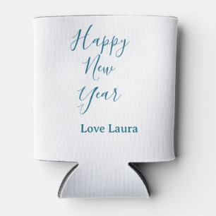 Happy new year add name love blue simple minimal h can cooler