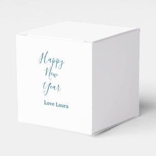 Happy new year add name love blue simple minimal h favour box