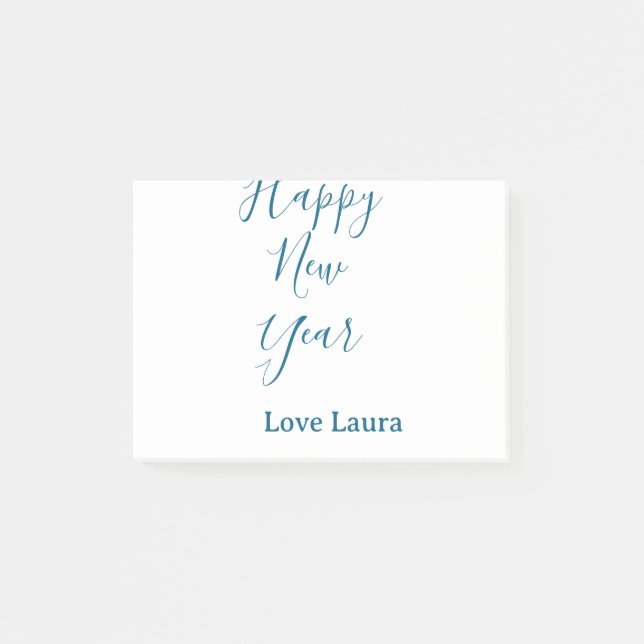 Happy new year add name love blue simple minimal h post-it notes (Front)
