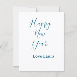 Happy new year add name love blue simple minimal h postcard