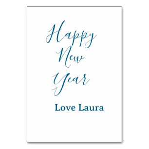 Happy new year add name love blue simple minimal h table number