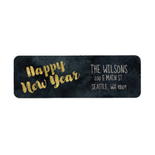 Happy New Year Address Labels - Black & Gold