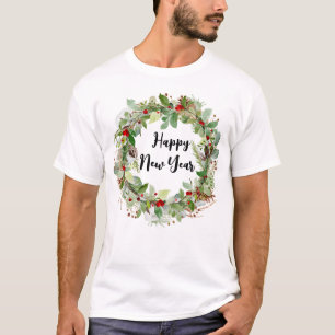 Happy New Year and Christmas wreath Man  T-Shirt