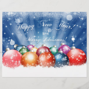 Happy New Year and Merry Christmas baubles Flyer