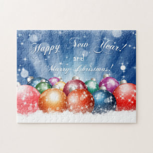 Happy New Year and Merry Christmas baubles Jigsaw Puzzle