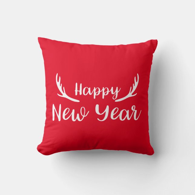 Happy New Year Antlers Cushion (Front)