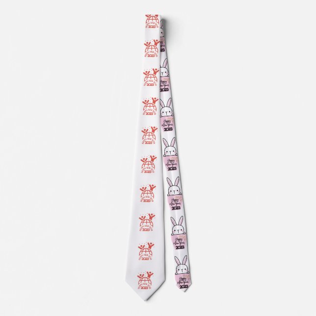Happy New Year Artwork neck tie (Front)