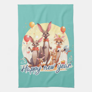 Happy new year at last tea towel
