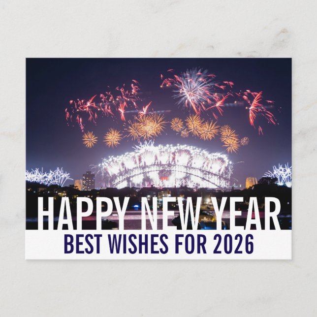 Happy New Year Australia Sydney Harbour Fireworks  Postcard (Front)