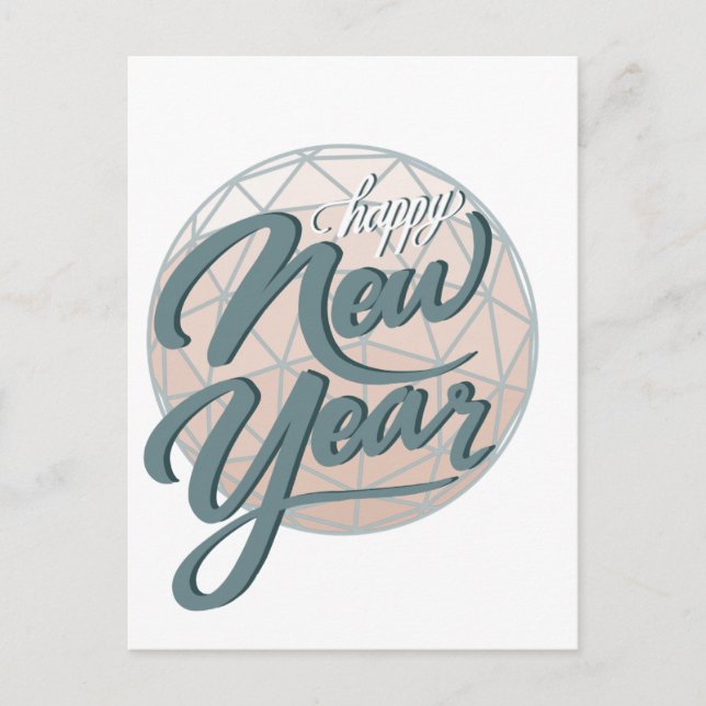 Happy New Year ball and script  Postcard (Front)