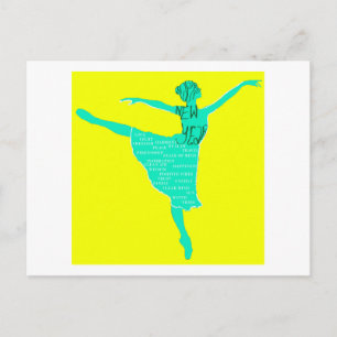 Happy New Year Ballet dancer Art Postcard
