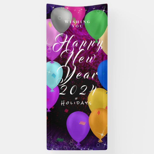 Happy New Year Balloon Banner (Vertical)