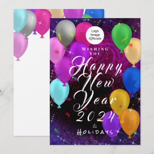 Happy New Year Balloon Corporate Holiday Card