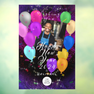 Happy New Year Balloon Photo Shop  Banner Window Cling