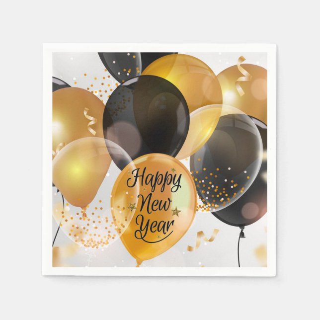 Happy New Year  Balloons Napkin (Front)