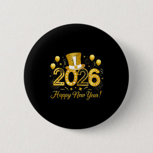 Happy New Year Balloons Party 2026 Together Family 6 Cm Round Badge