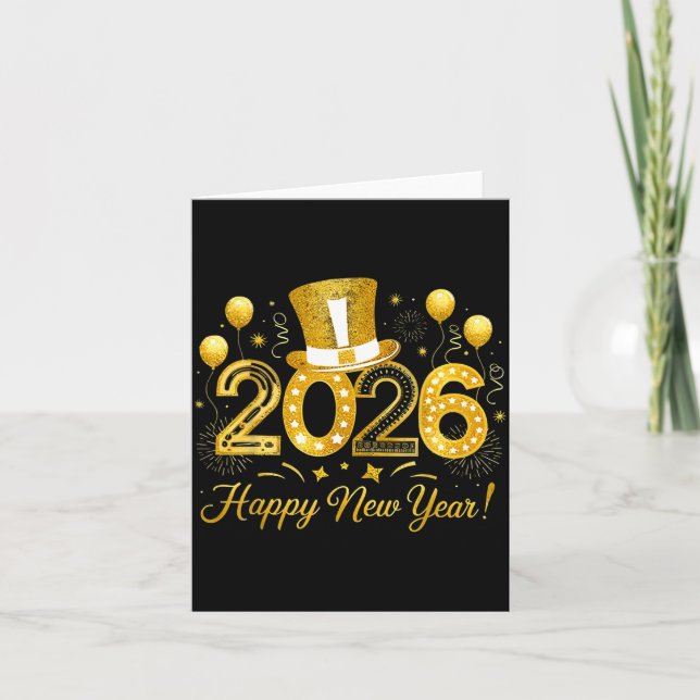 Happy New Year Balloons Party 2026 Together Family Card (Front)