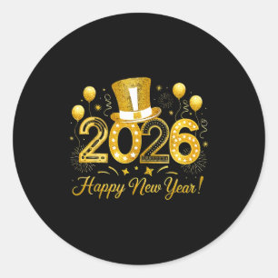 Happy New Year Balloons Party 2026 Together Family Classic Round Sticker