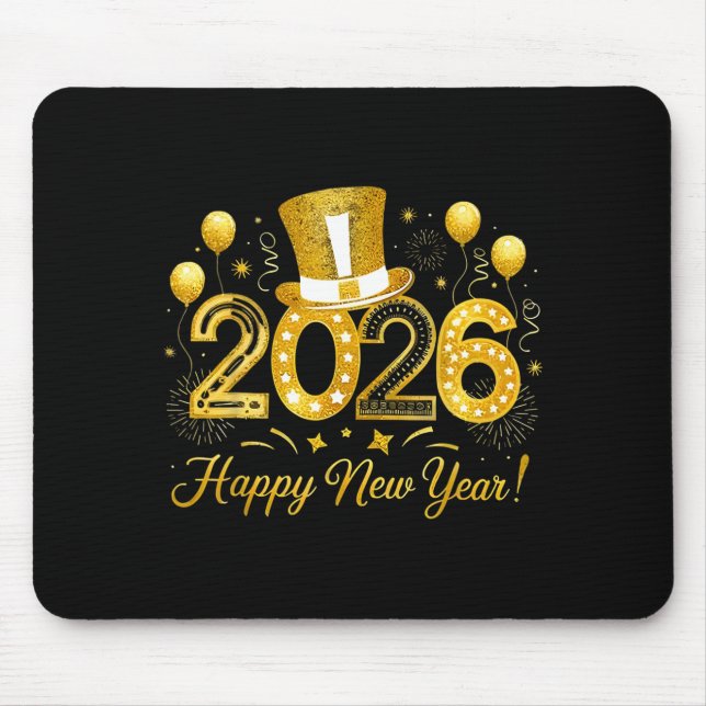 Happy New Year Balloons Party 2026 Together Family Mouse Mat (Front)