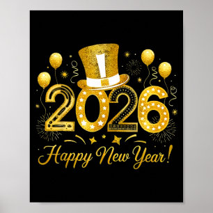 Happy New Year Balloons Party 2026 Together Family Poster