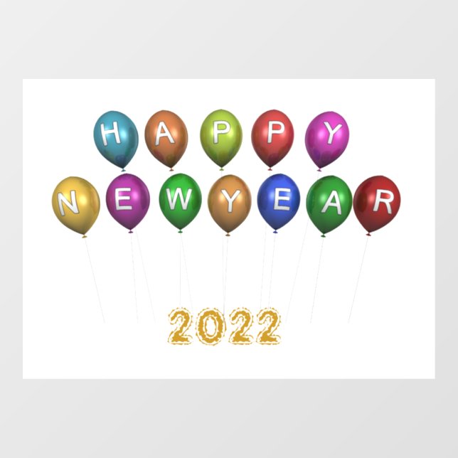 Happy New Year Balloons Window Cling (Sheet)