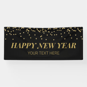 Happy New Year banner gold and black