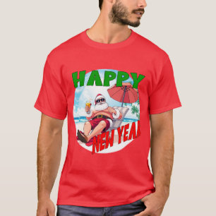 Happy New Year Beach Santa  T-Shirt