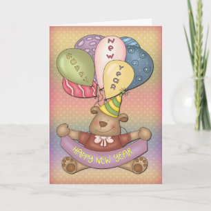 Happy New Year - Bear Design Holiday Card