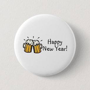 Happy New Year Beer 6 Cm Round Badge