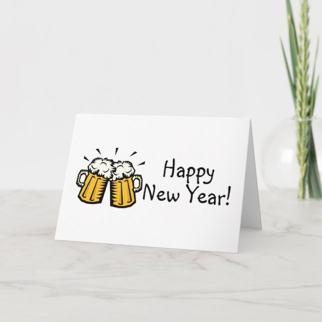 Happy New Year Beer Holiday Card (Front)