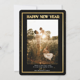 Happy New Year Being Together Black Photo Holiday Card