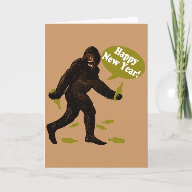 Happy New Year Bigfoot Holiday Card (Front)