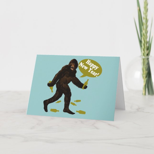 Happy New Year Bigfoot Holiday Card (Front)