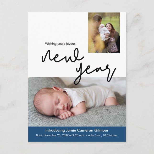 Happy New Year Birth announcement Postcard (Front)