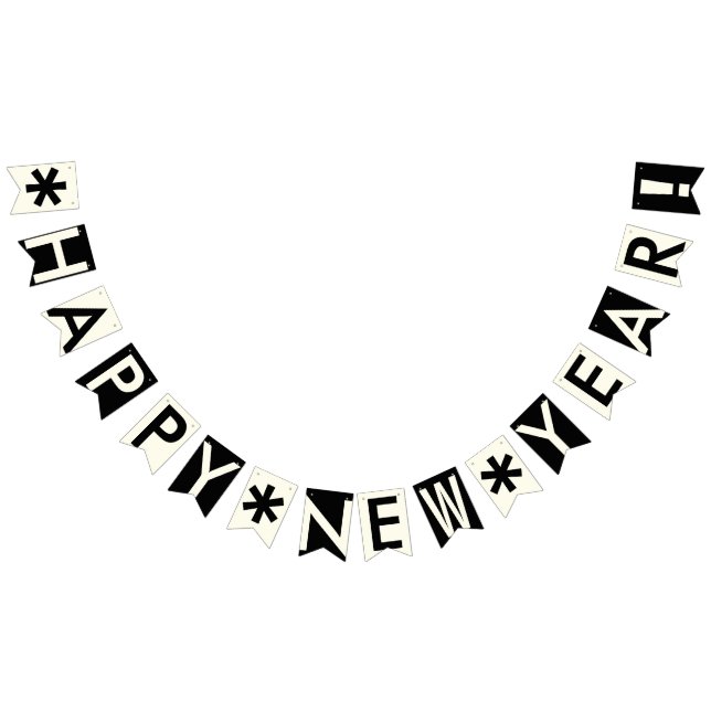 HAPPY NEW YEAR BLACK AND IVORY WHITE BUNTING  (All)