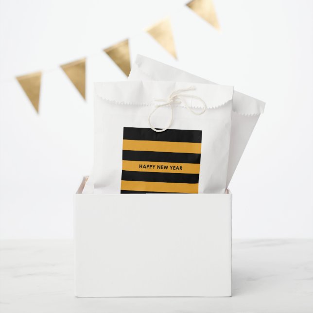 Happy New Year Black and Yellow Favour Bags (Party)