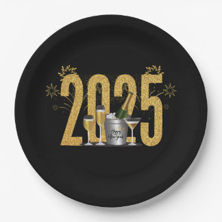 Happy New Year - Black Gold Plate