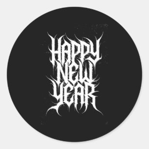 Happy New Year Black Metal Goth Nge Rocker Holiday Classic Round Sticker